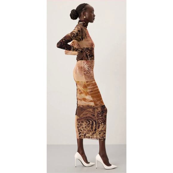 Fuzzi Abito Brown Patchwork Dress XXL - Picture 2 of 14